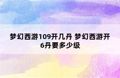 梦幻西游109开几丹 梦幻西游开6丹要多少级